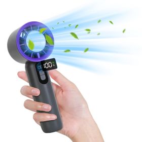 One Hundred Speed Handheld Fan With Ice Cooler High Speed Turbo Fan 3000mAh Rechargeable Hand Fan With LCD Display For Travel Camping Beach Outdo (Option: Black)